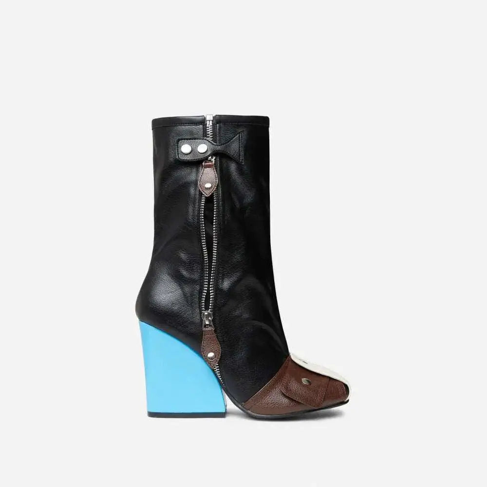 Wedge Heel Leather Large Size Boots
