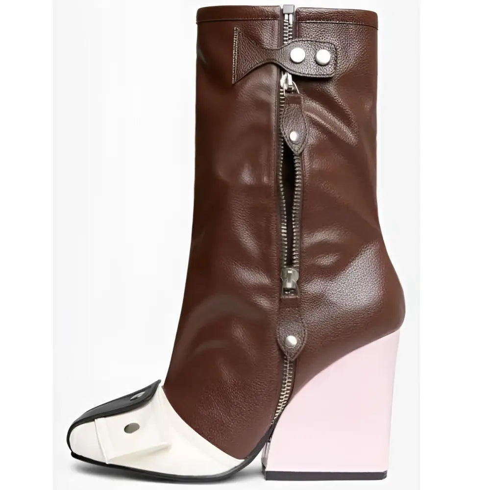 Wedge Heel Leather Large Size Boots
