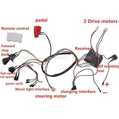 12V Kids Electric Car DIY Wiring and Switch Kit with 2.4GHz Remote Control