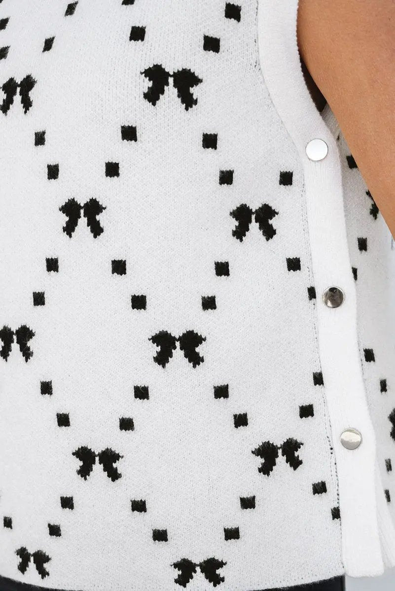 Love Salve White Bow Cropped Sweater Vest — Sleeveless Summer Top