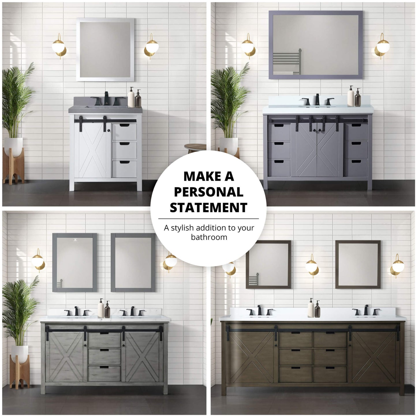 Nuvia White Bathroom Vanity With Gray Quartz Top And Faucet Set (SAK40685)