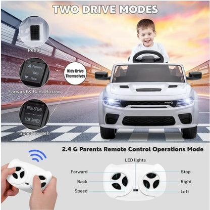 Electric Ride-On Car for Kids with Safety Belt, Parental Remote Control, and Music
