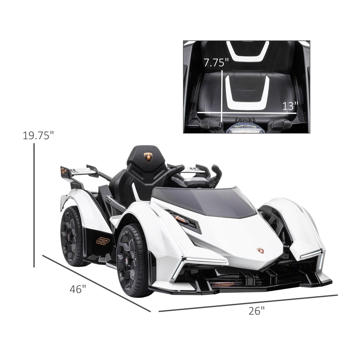 12V Kids Ride-On Sports Car Toy with Remote Control and Battery Powered Motor
