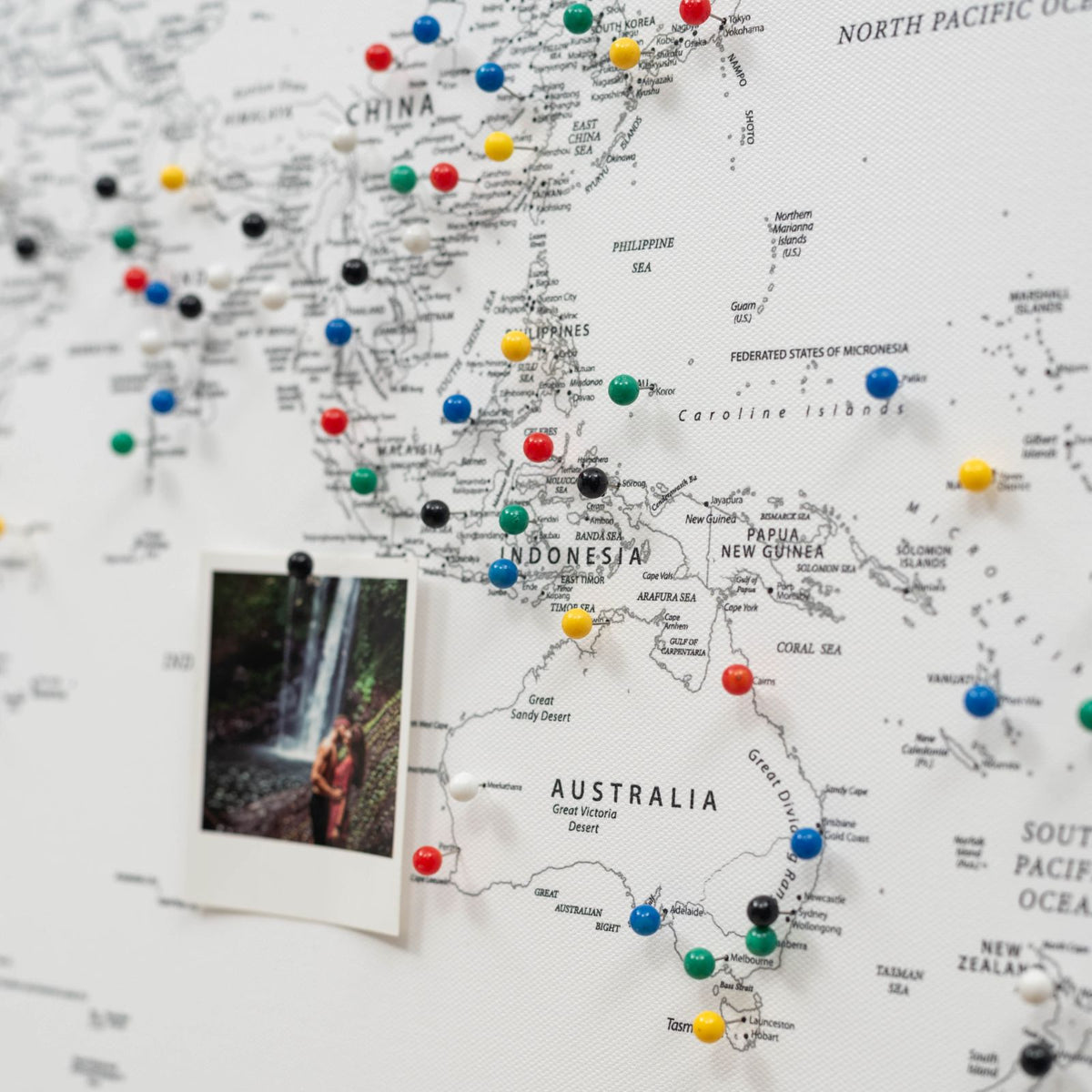 World Map on Canvas - White