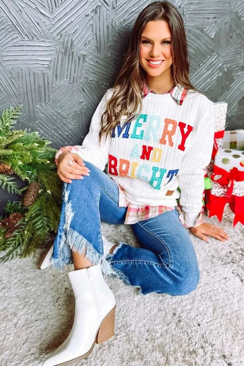 Women's Cable Knit Sweatshirt Love Salve Cozy Winter