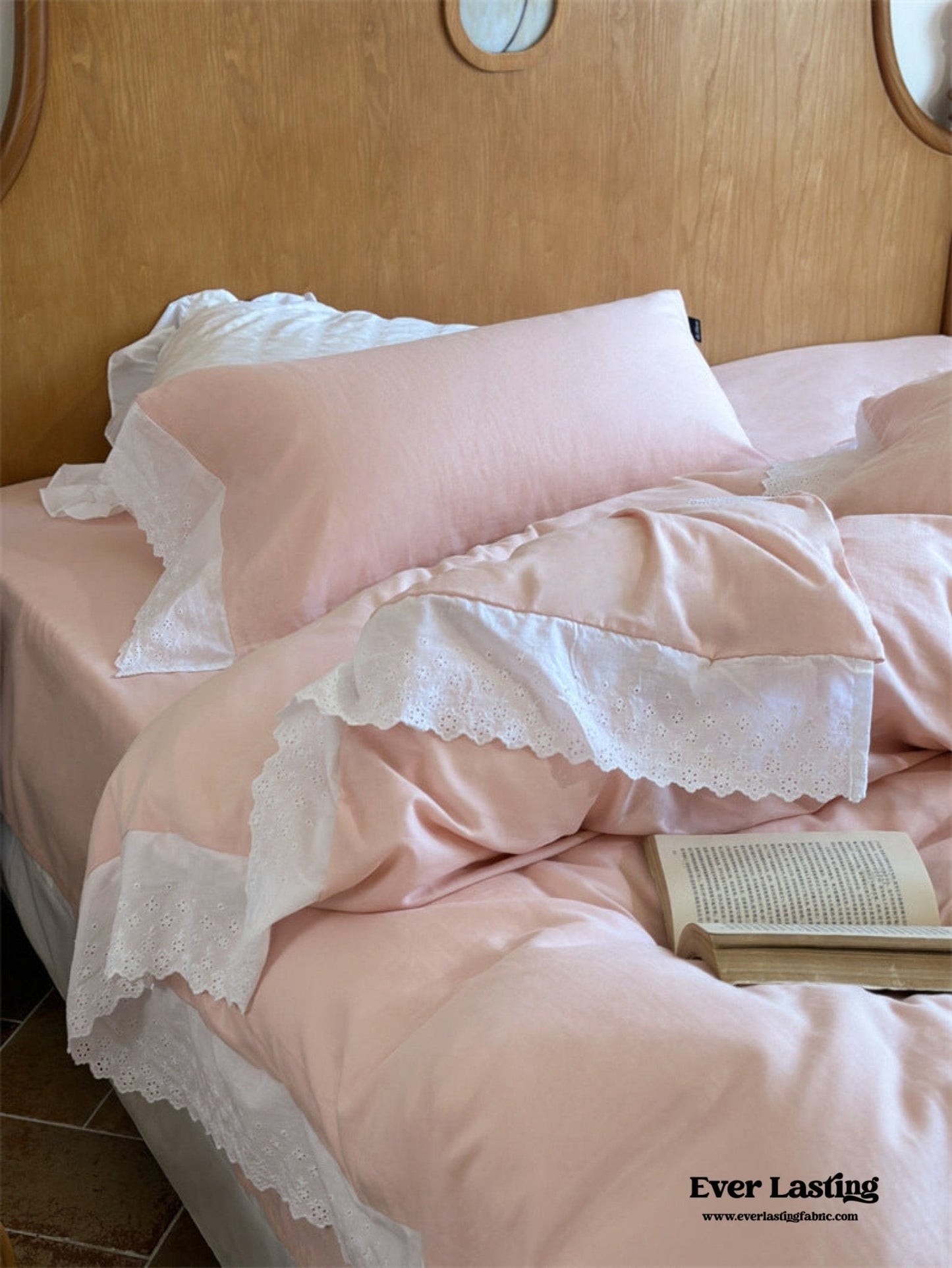 White Ruffle Lace Bedding Set / Yellow