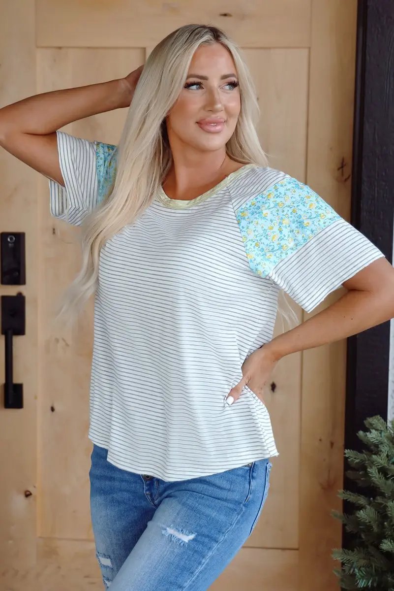T-Shirts Love Salve White Stripe Tee Women's Daily Casual Top: Soft, Summer Style