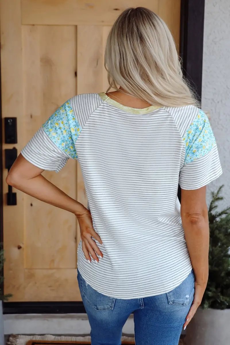 T-Shirts Love Salve White Stripe Tee Women's Daily Casual Top: Soft, Summer Style