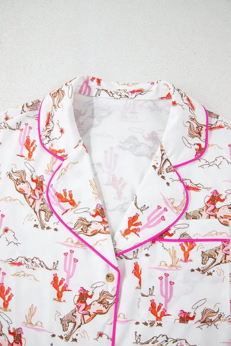 Shirts Love Salve White Western Sleepwear Women's Pajama Set Summer Home Wear Comfy