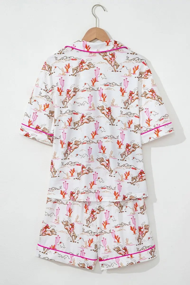 Shirts Love Salve White Western Sleepwear Women's Pajama Set Summer Home Wear Comfy