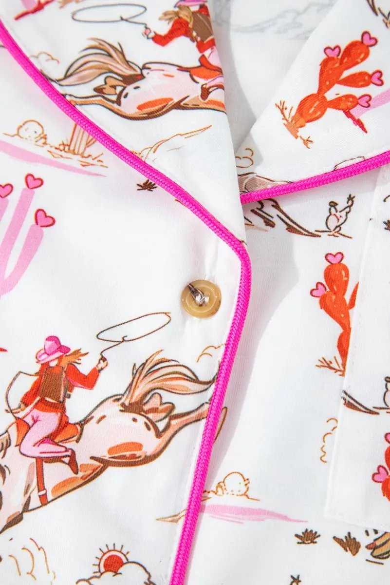 Shirts Love Salve White Western Sleepwear Women's Pajama Set Summer Home Wear Comfy