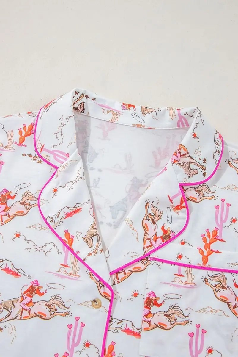 Shirts Love Salve White Western Sleepwear Women's Pajama Set Summer Home Wear Comfy