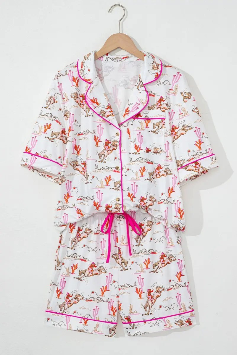 Shirts Love Salve White Western Sleepwear Women's Pajama Set Summer Home Wear Comfy