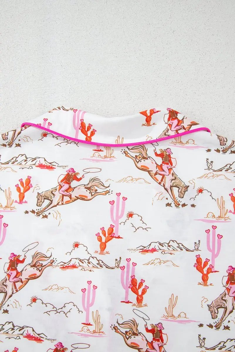 Shirts Love Salve White Western Sleepwear Women's Pajama Set Summer Home Wear Comfy