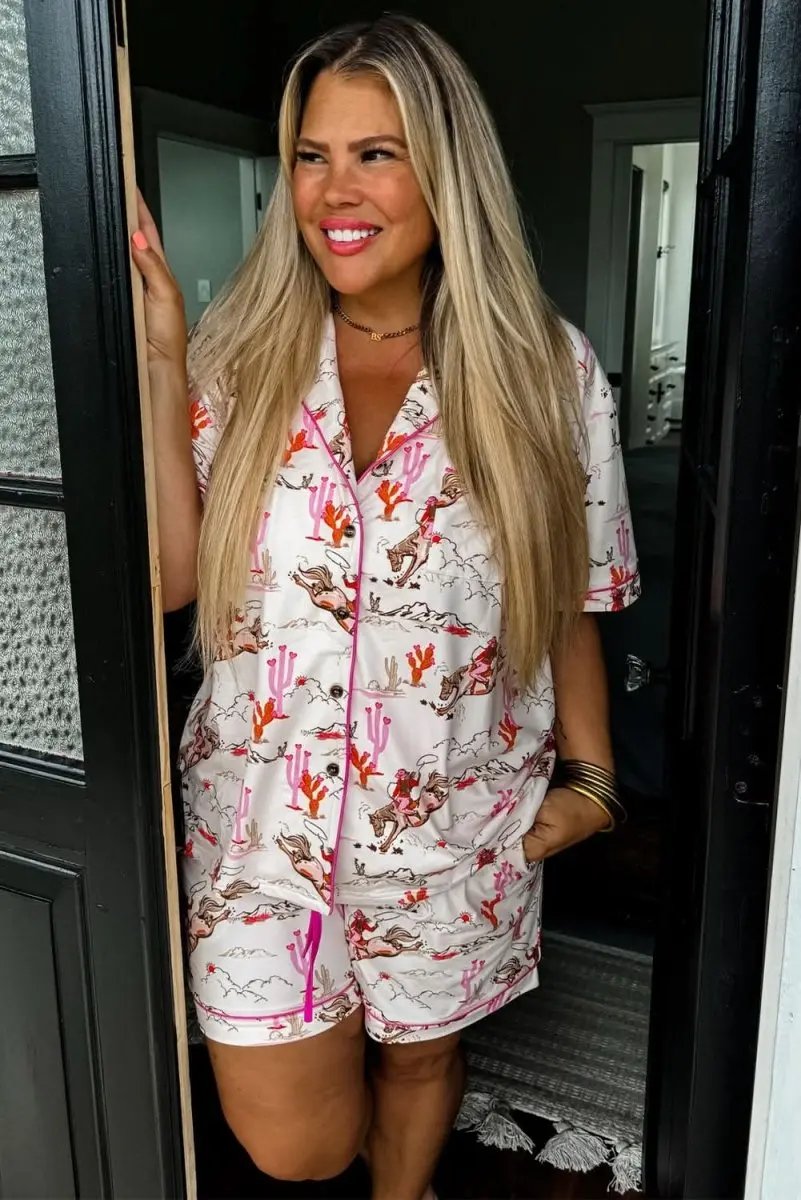 Shirts Love Salve White Western Sleepwear Women's Pajama Set Summer Home Wear Comfy
