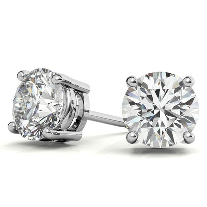 AGI Certified 6 CTW Lab Grown Diamond Stud Earrings in 14K White or Yellow Gold – G VS Round Cut
