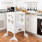 Folding Kids Kitchen Helper Kitchen Counter Step Stool-White