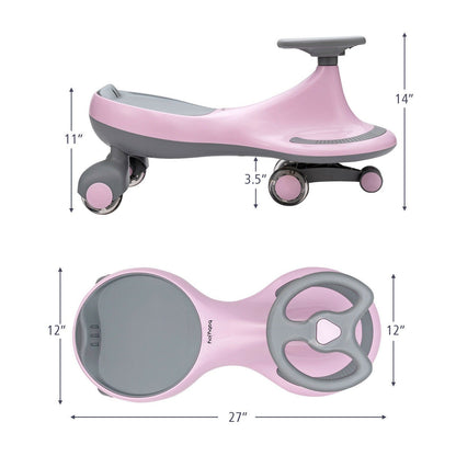 Wiggle Car Ride-On Toy with Flashing Wheels for Toddlers and Kids Pink
