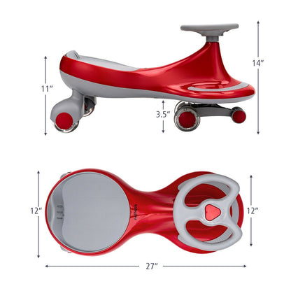 Wiggle Car Ride-On Toy with Flashing Wheels for Toddlers and Kids in Red