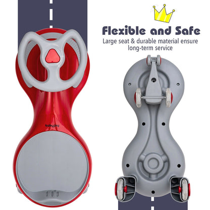 Wiggle Car Ride-On Toy with Flashing Wheels for Toddlers and Kids in Red