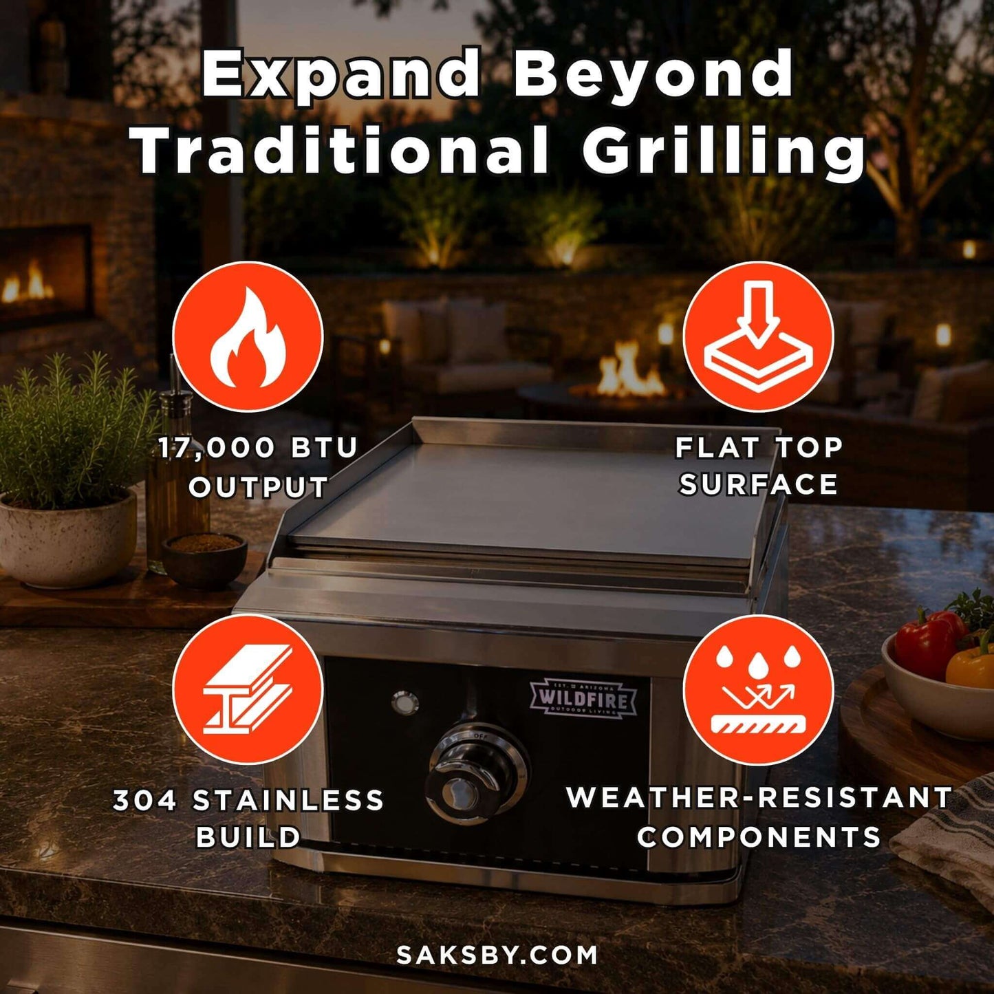 Wildfire Outdoor Living Ranch Pro 15-Inch Stainless Steel Side Griddle [WFSDGRD-BSS/SS] (SAK19684)