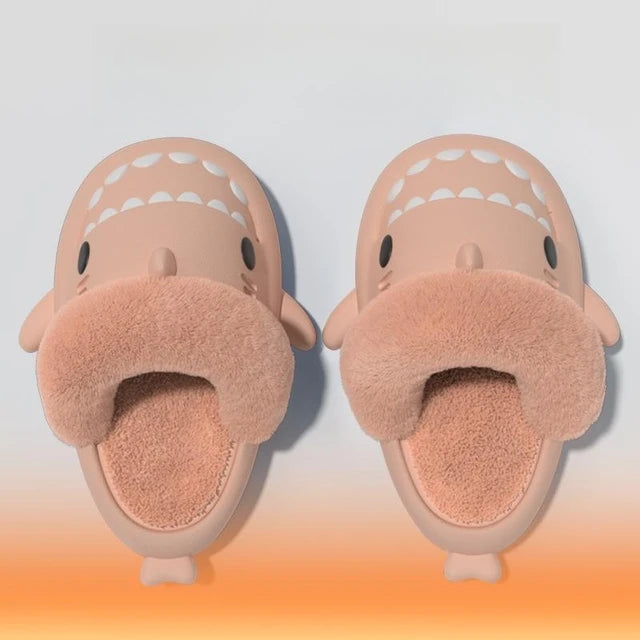 Winter Plush Shark Slippers Boys Men - # BOAA73410003