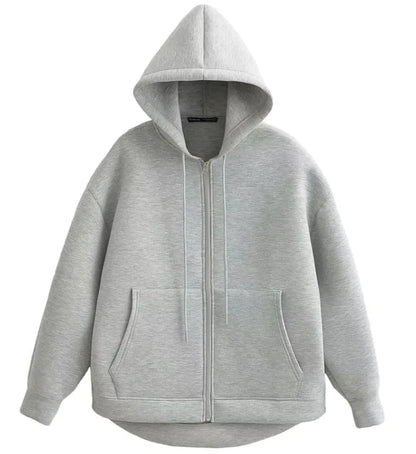 Winter Zipper High Street Double Pocket Oversized Loose Sweater - # BOAA13510008