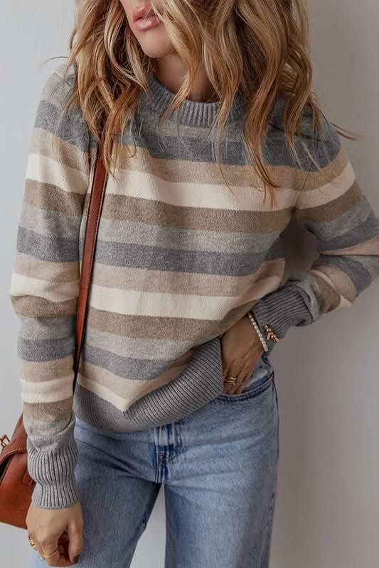Sweaters YNIQUE Color Block Sweater Women's Fall Fashion Ribbed Knit Top