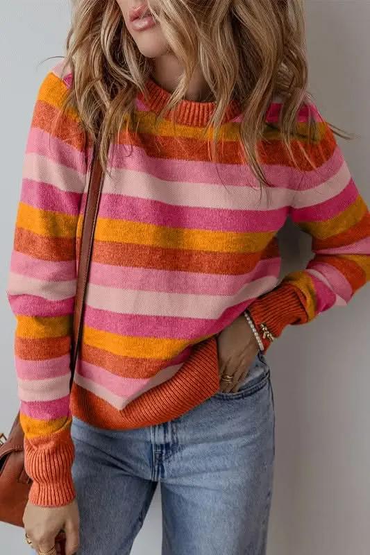 Sweaters YNIQUE Color Block Sweater Women's Fall Fashion Ribbed Knit Top
