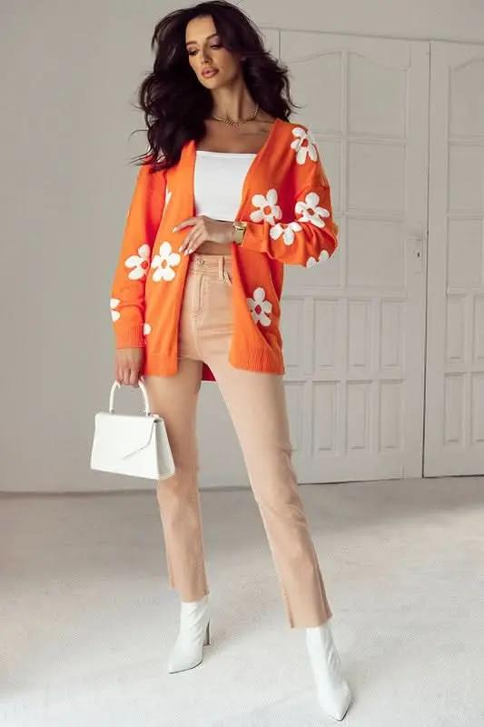 Women's Floral Knitted Cardigan | YNIQUE Black