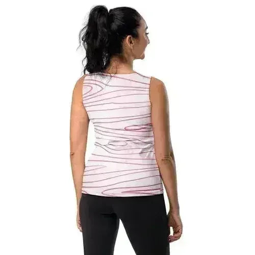 Womens Stretch Fit Tank Top - Pink Line Art Sketch Print