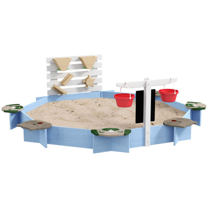 Wooden Sandbox for Ages 3-7, 85 x 85 x 25 inches, Blue