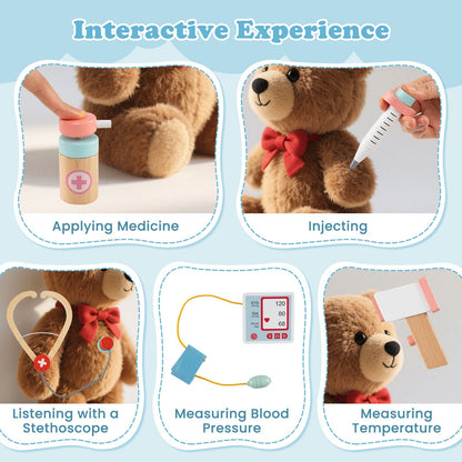 Wooden Doctor Playset with Stethoscope for Toddlers over 3 Years Old