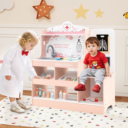 Wooden Doctor Playset with Stethoscope for Toddlers over 3 Years Old