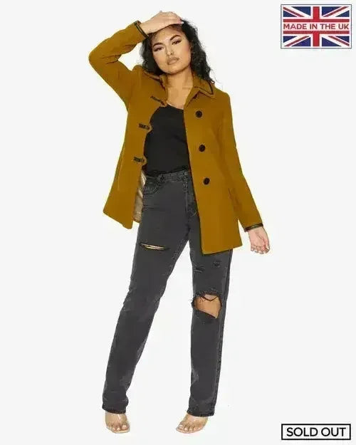 Wool Blend Contrast Trim Coat (1920)