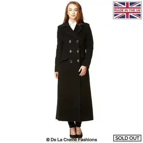 Wool Blend Double Breasted Long Coat