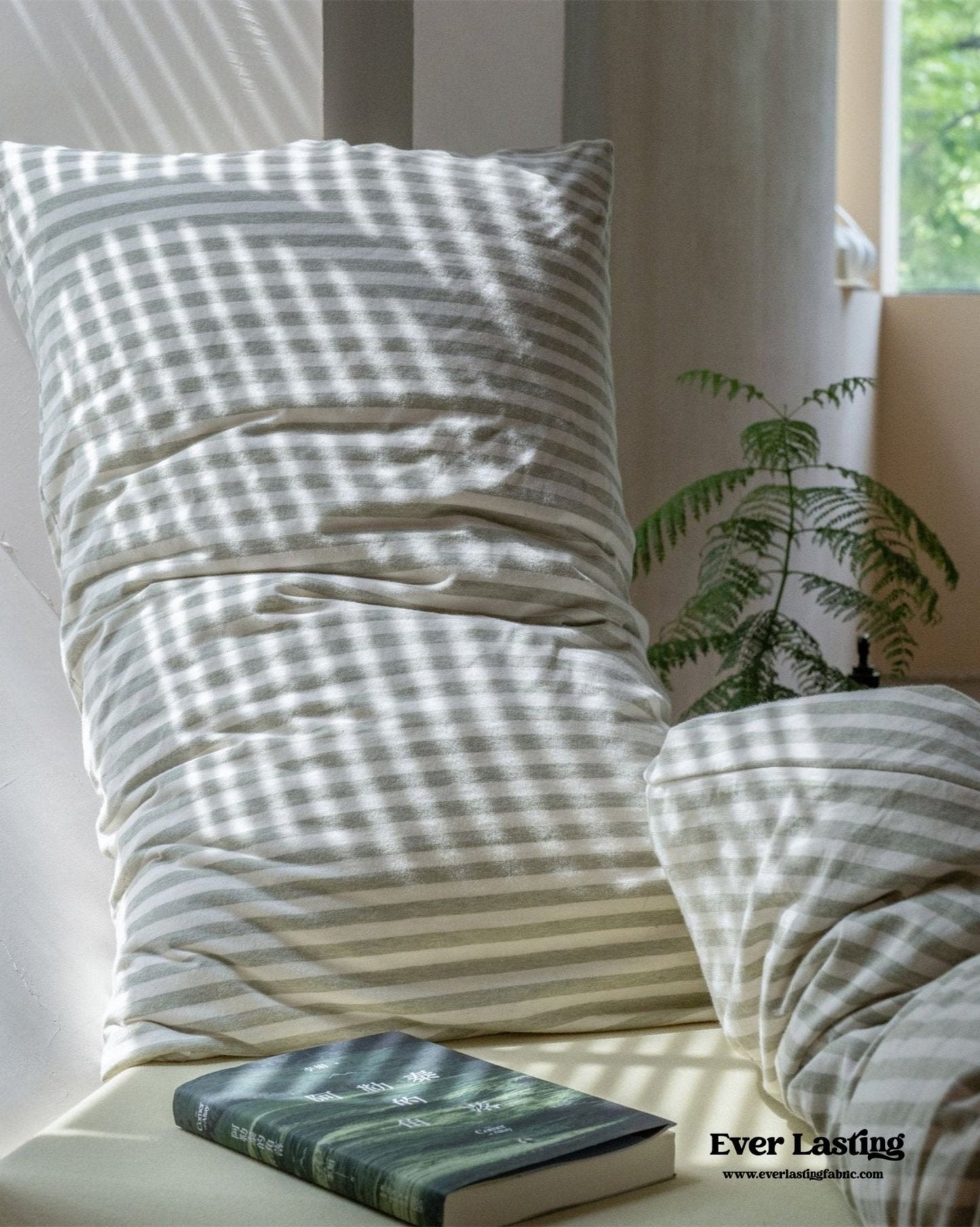 Wren Fresh Striped Jersey Knit Bedding Set / Beige