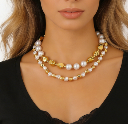 Light Luxury Irregular Metal & Faux Pearl Necklace