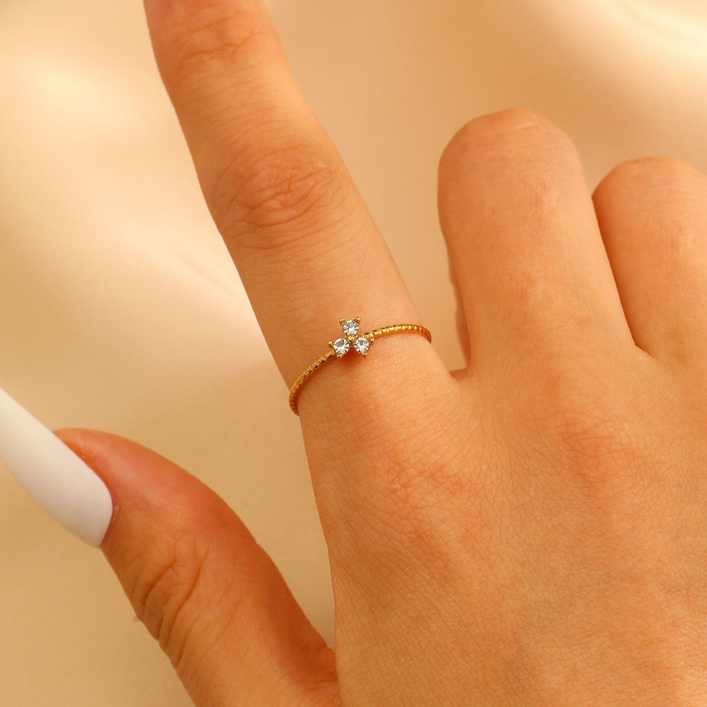 Stainless Steel Zircon Line Ring