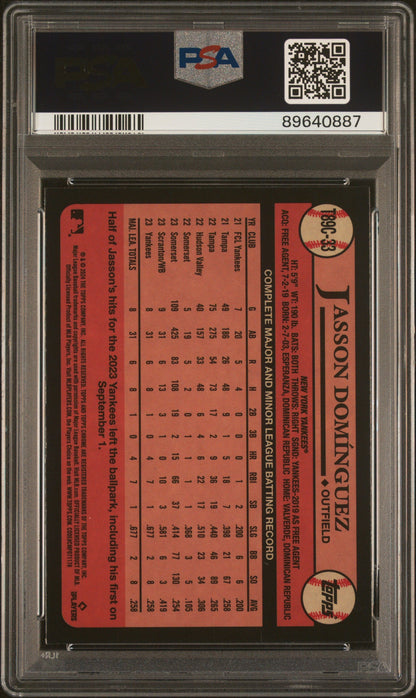 Graded 2024 Topps Silver Pack Jasson Dominguez #T89C33 Rookie RC Baseball Card PSA 10 Gem Mint