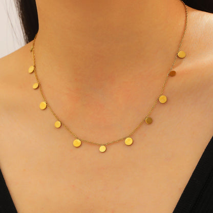 Minimalist Geometric Disc Tassel Necklace & Bracelet Set