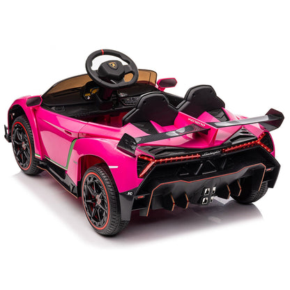 XMX615B Lamborghini Poison 12V Dual Drive Sports Car in Rose Red