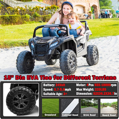 24V 4WD XXL Ride-On UTV Car for Big Kids with 2-Seater Capacity