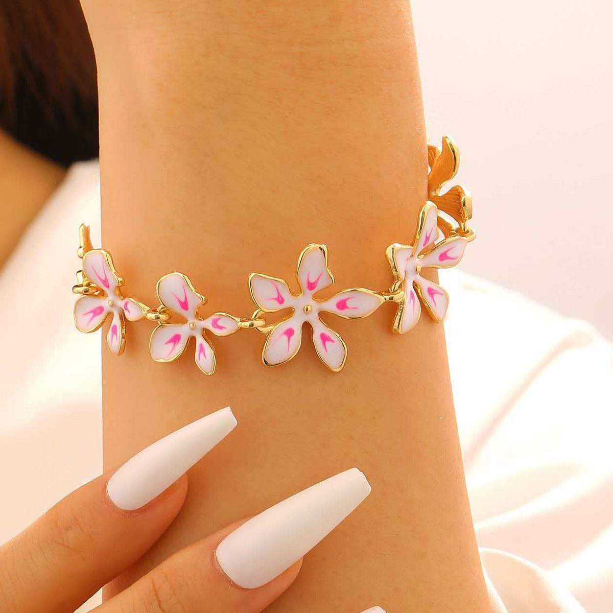 Trendy Geometric Enamel Flower Jewelry Set
