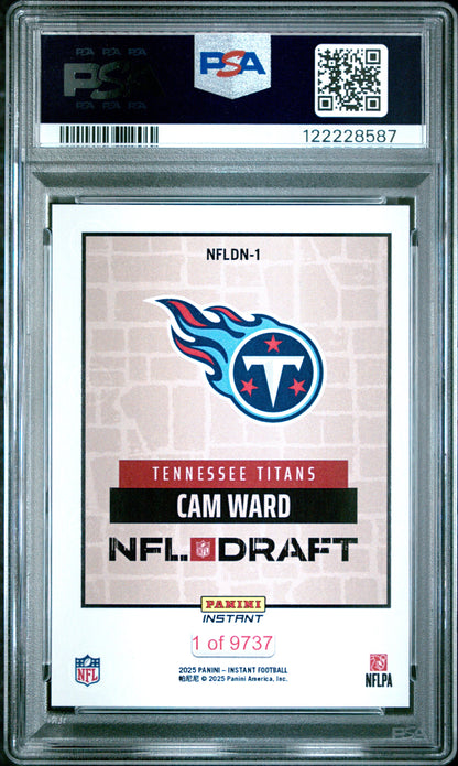 Graded 2025 Panini Instant Cam Ward #NFLDN1 NFL Draft Night Rookie RC Football Card PSA 8 Near Mint