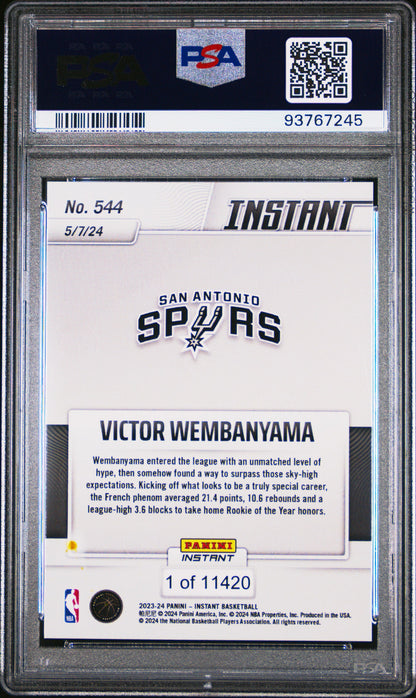 Graded 2023 Panini Instant Victor Wembanyama #544 Rookie RC Basketball Card PSA 8 Near Mint