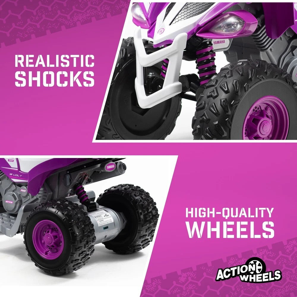 Yamaha Raptor 12V Purple Battery-Powered Ride-On ATV with Music for Kids Ages 3-5