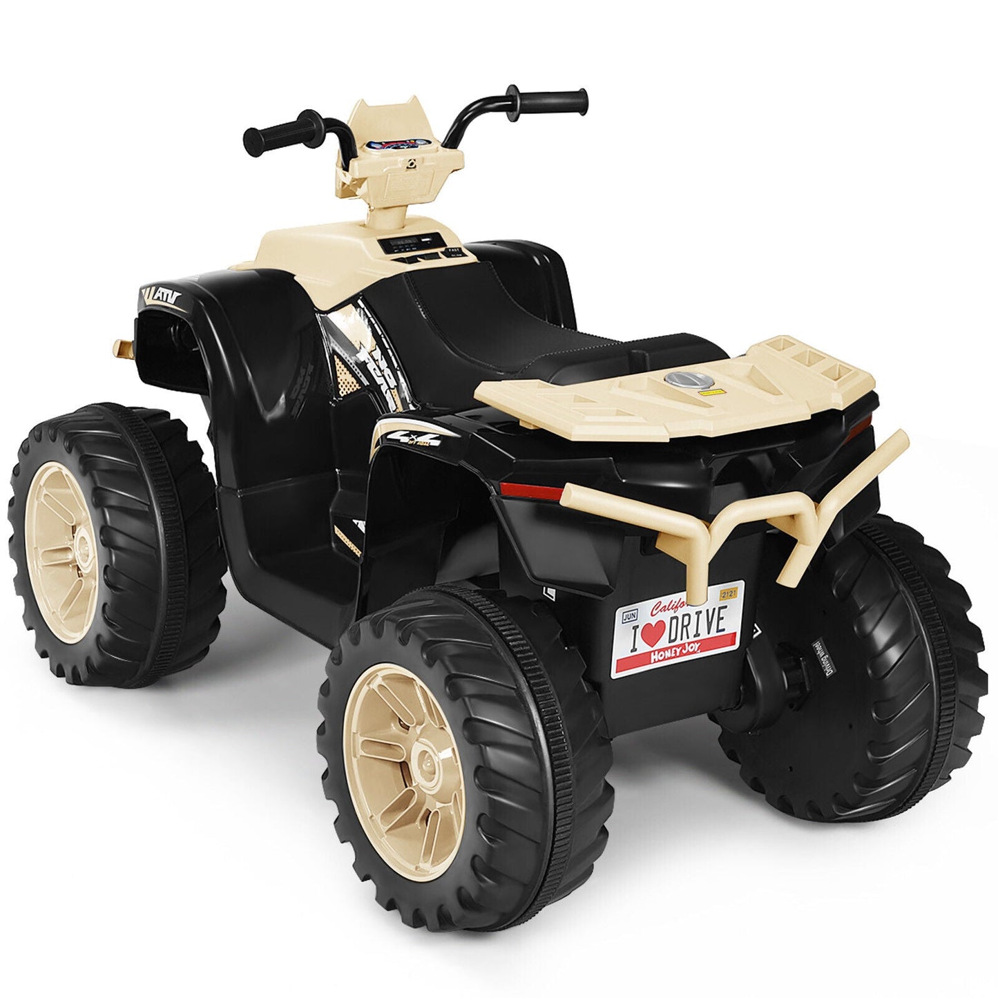 Yellow 12V Kids ATV Quad Ride On Car with LED Light and Music Toy