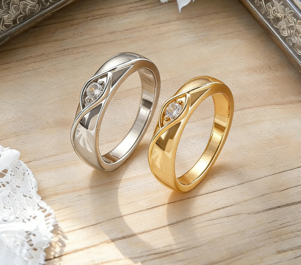Couple Rings Geometric Line & Eye Design