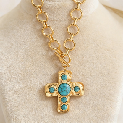 Vintage Bold Turquoise Cross Jewelry Set